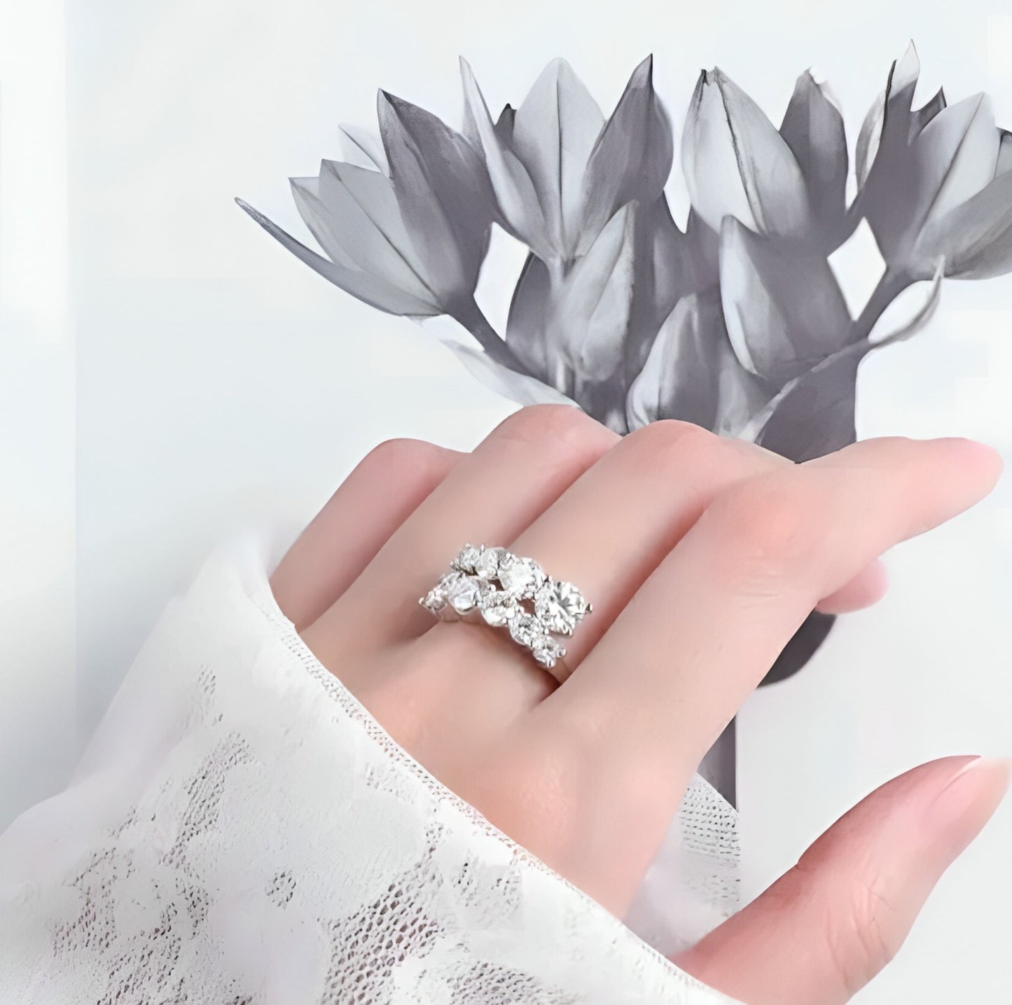 Moissanite engagement Ring Unique design