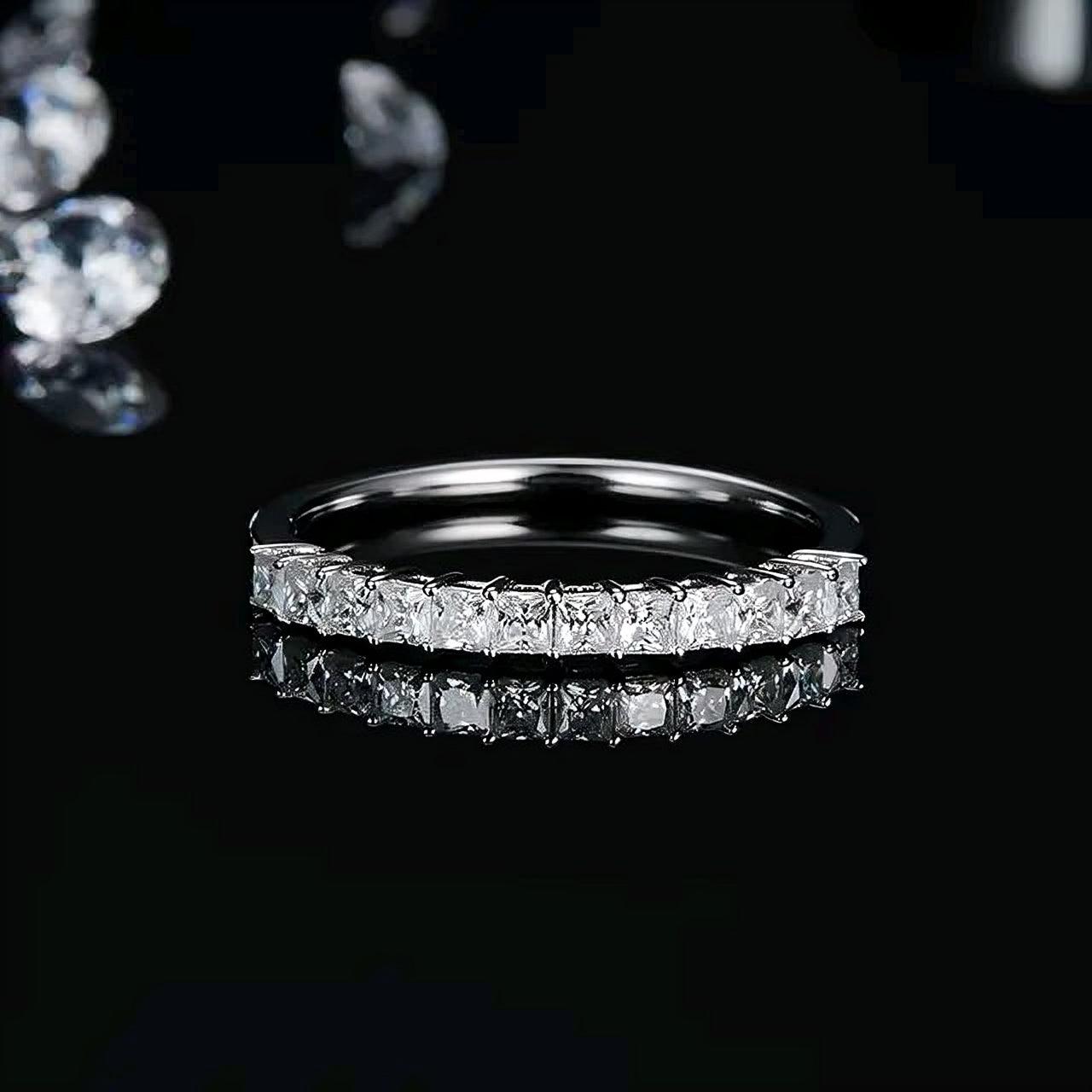 2mm multi Moissanite Ring