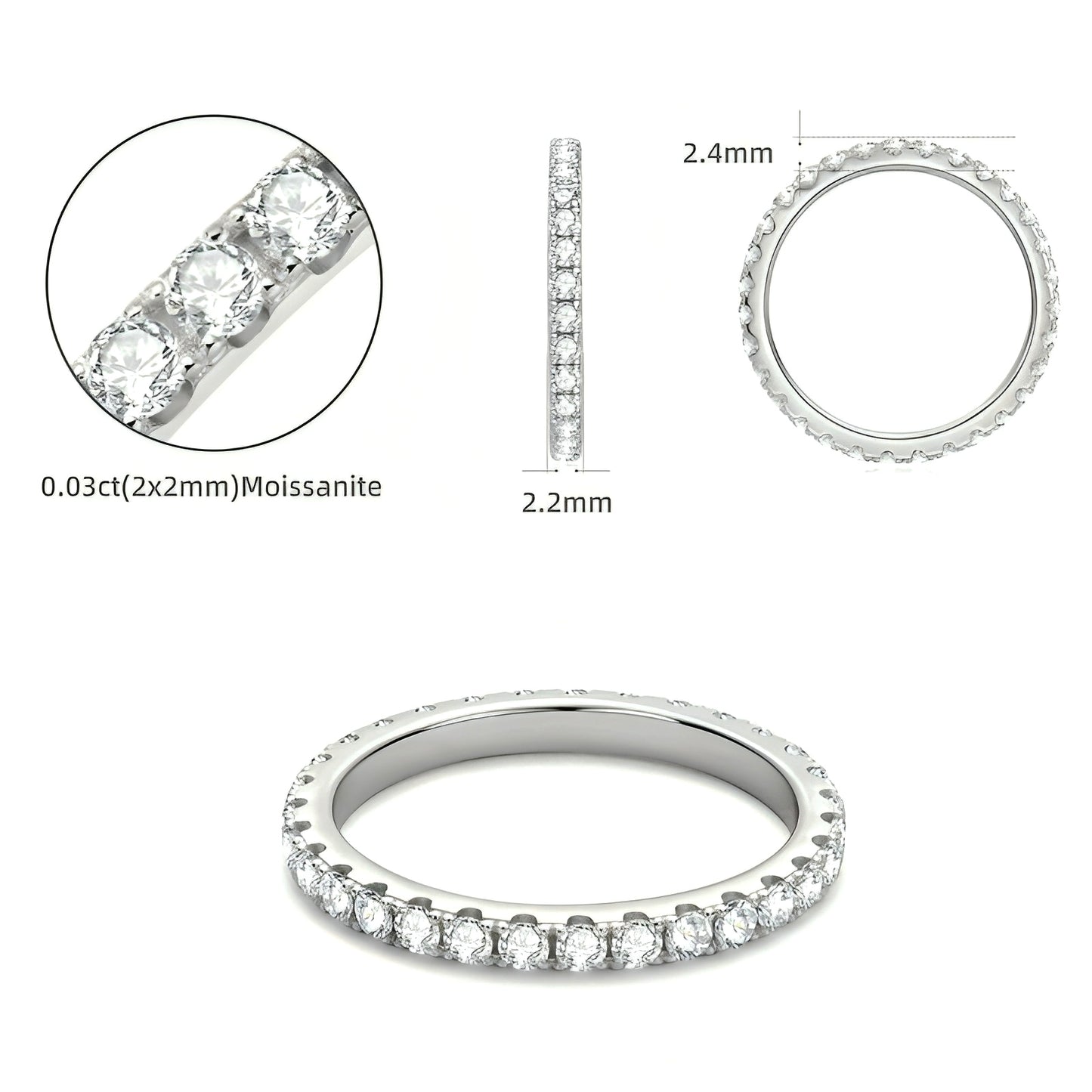 2*2mm multi Moissanite Ring