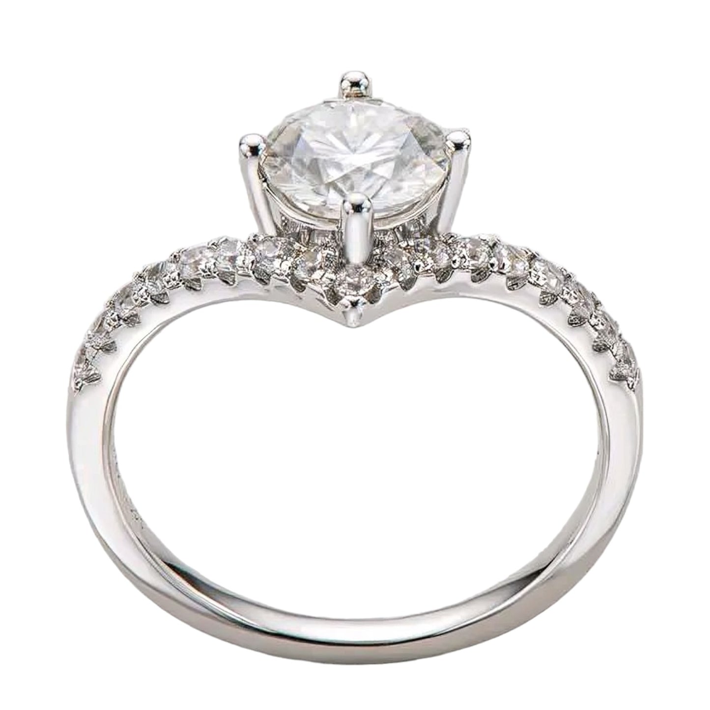 1ct V shaped Moissanite Ring