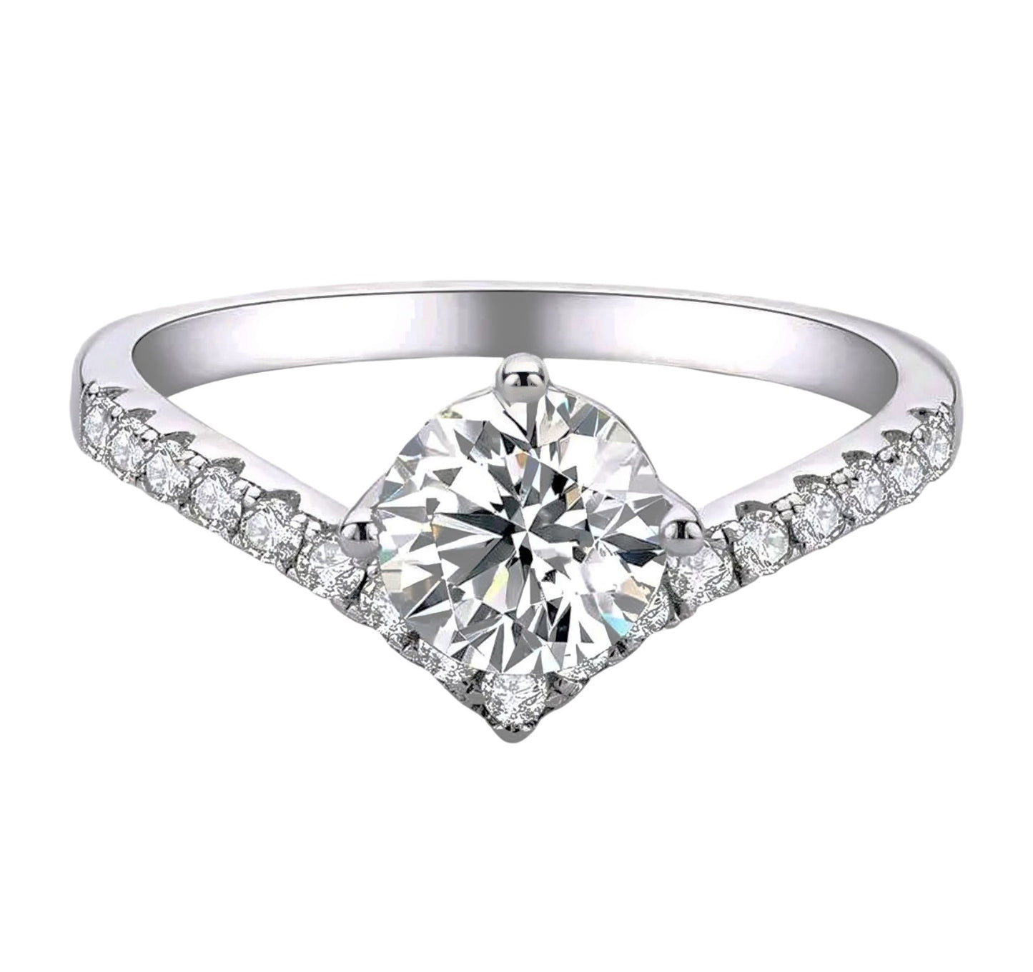 1ct V shaped Moissanite Ring