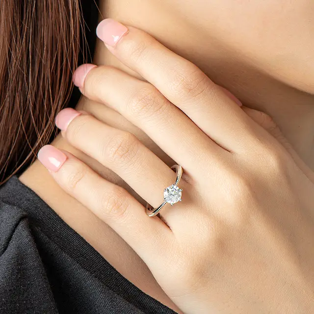 1ct round Moissanite Ring