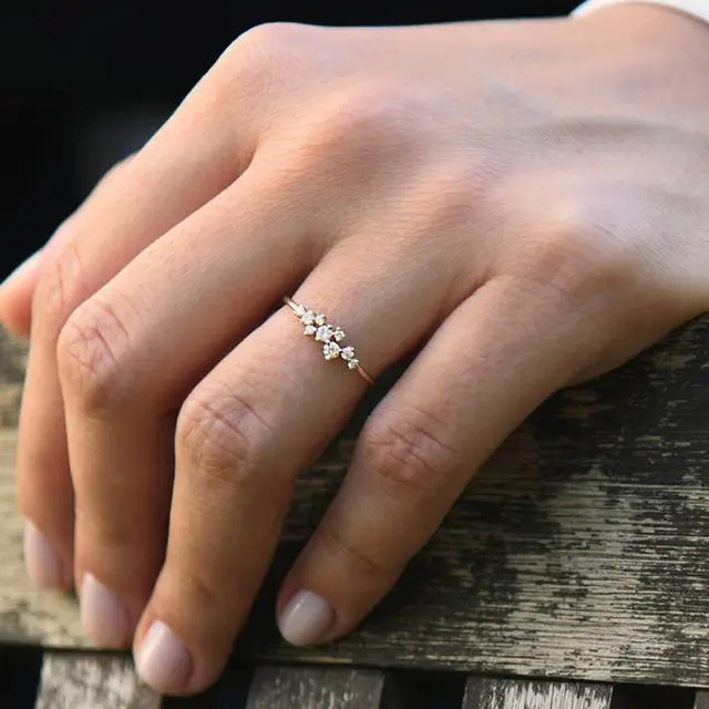 Cluster shaped Moissanite Ring