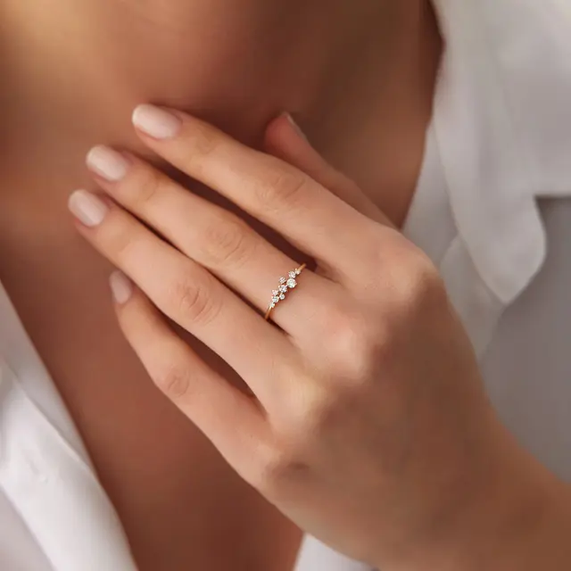 Cluster shaped Moissanite Ring