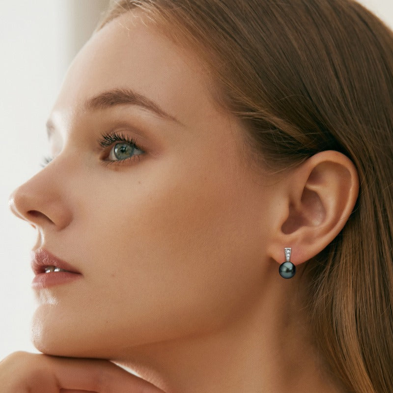 Tahitian black pearl earrings