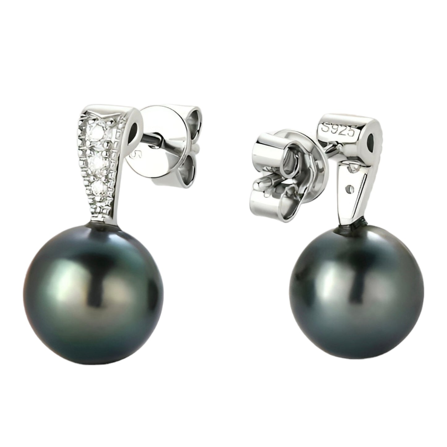 Tahitian black pearl earrings