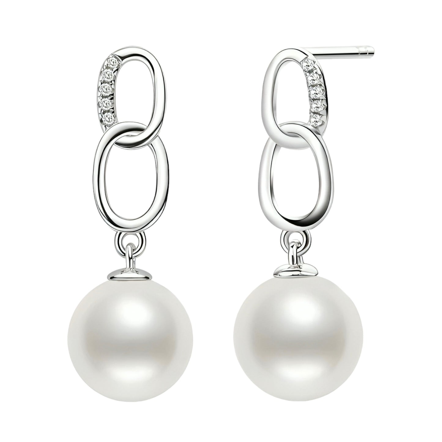 7.5-8mm freshwater white pearl earrings