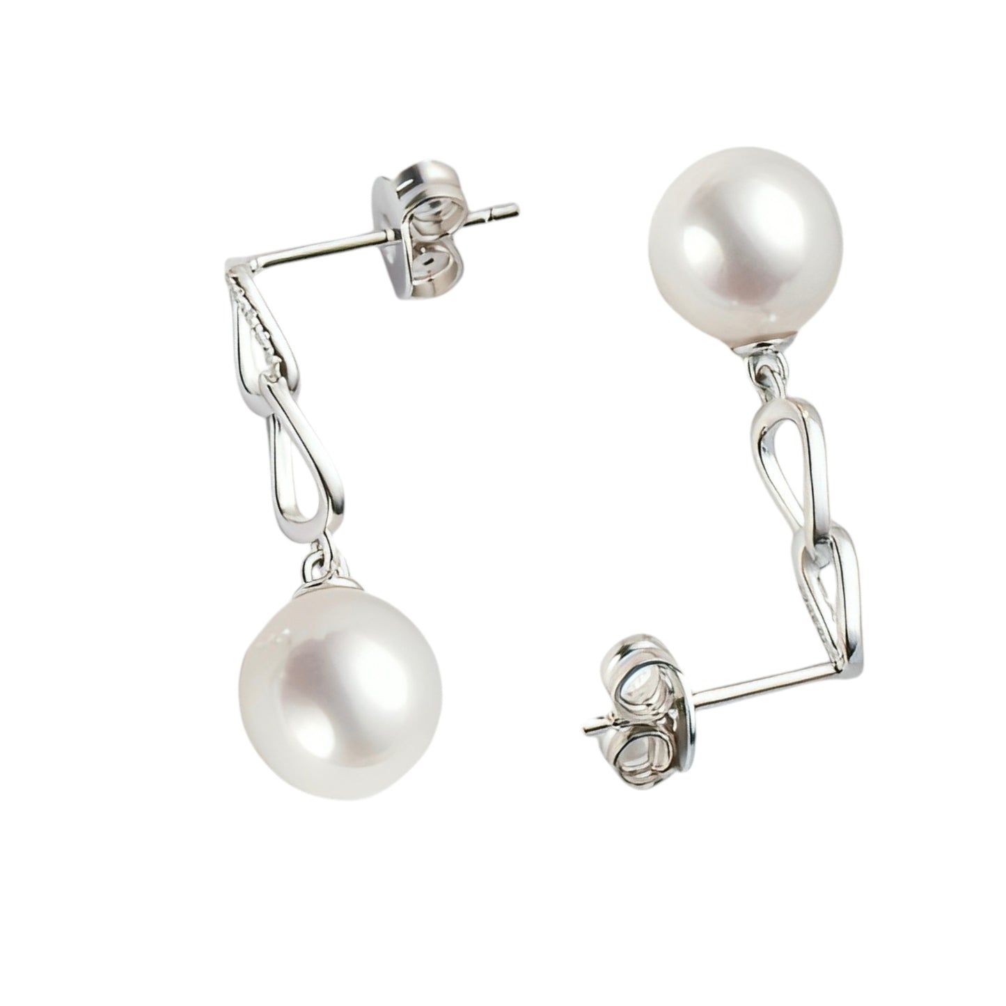 7.5-8mm freshwater white pearl earrings