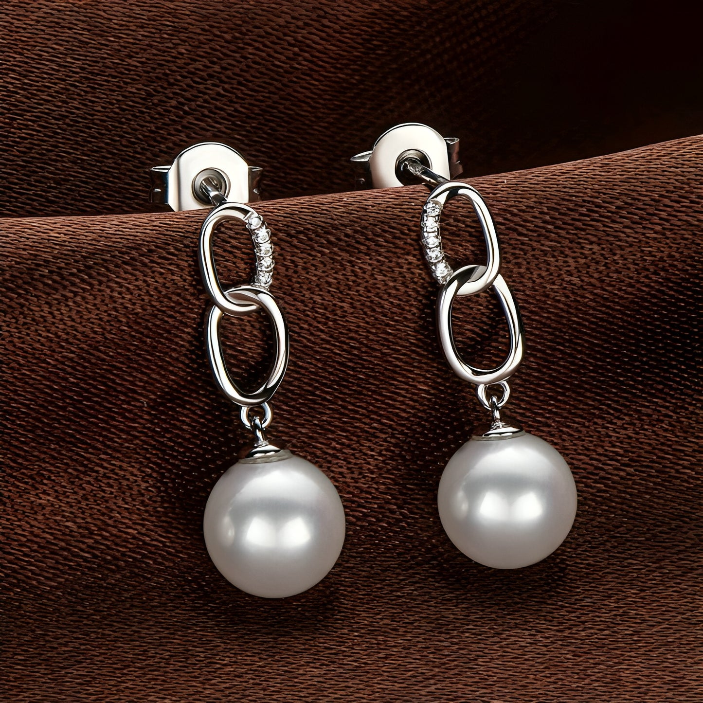 7.5-8mm freshwater white pearl earrings