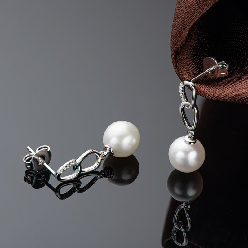 7.5-8mm freshwater white pearl earrings