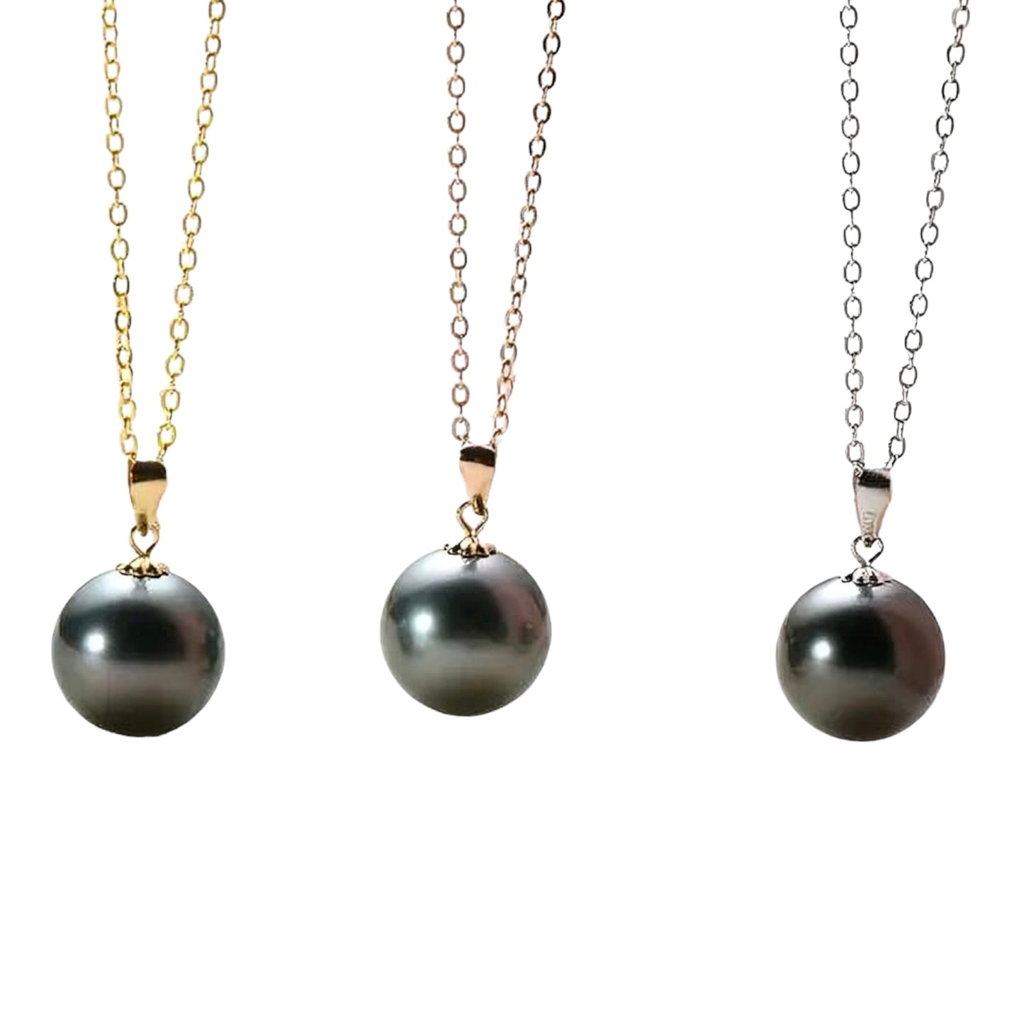 9-10mm tahitian Black pearl pendant necklace