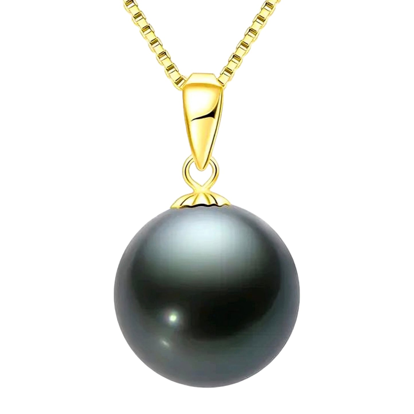 9-10mm tahitian Black pearl pendant necklace