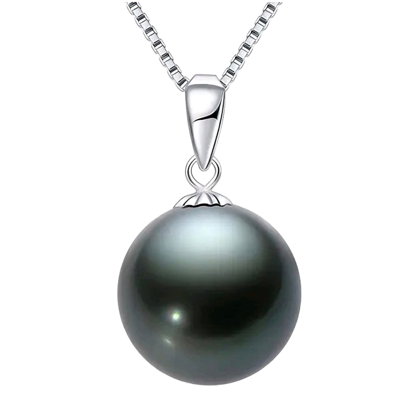9-10mm tahitian Black pearl pendant necklace