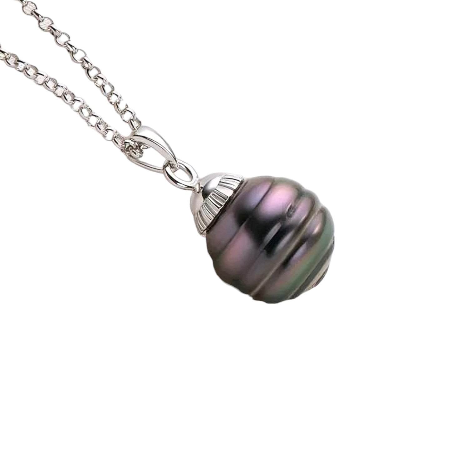 11mm Tahitian black pearl pendant necklace