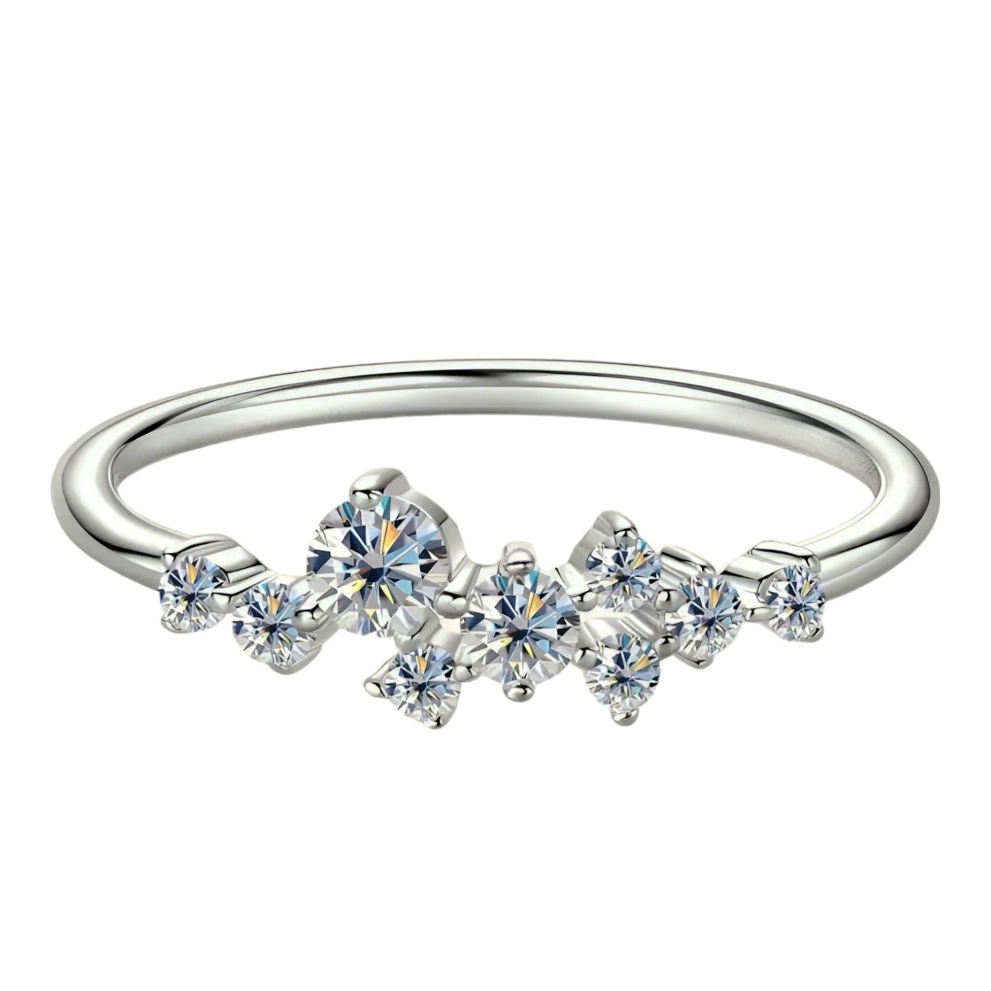 Cluster shaped Moissanite Ring