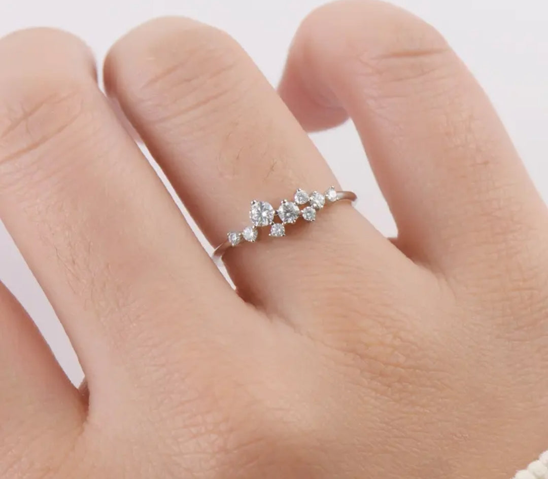 Cluster shaped Moissanite Ring