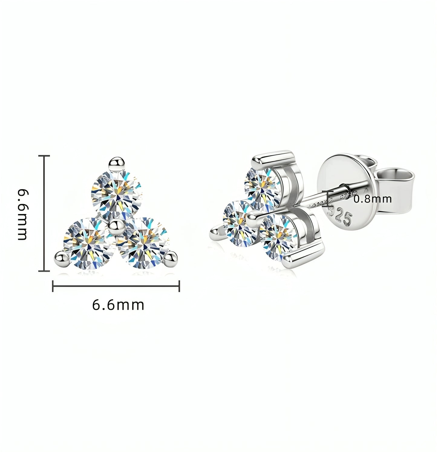 Earrings with 3mm*6pcs moissanite stones