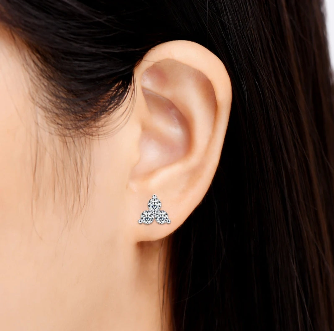Earrings with 3mm*6pcs moissanite stones