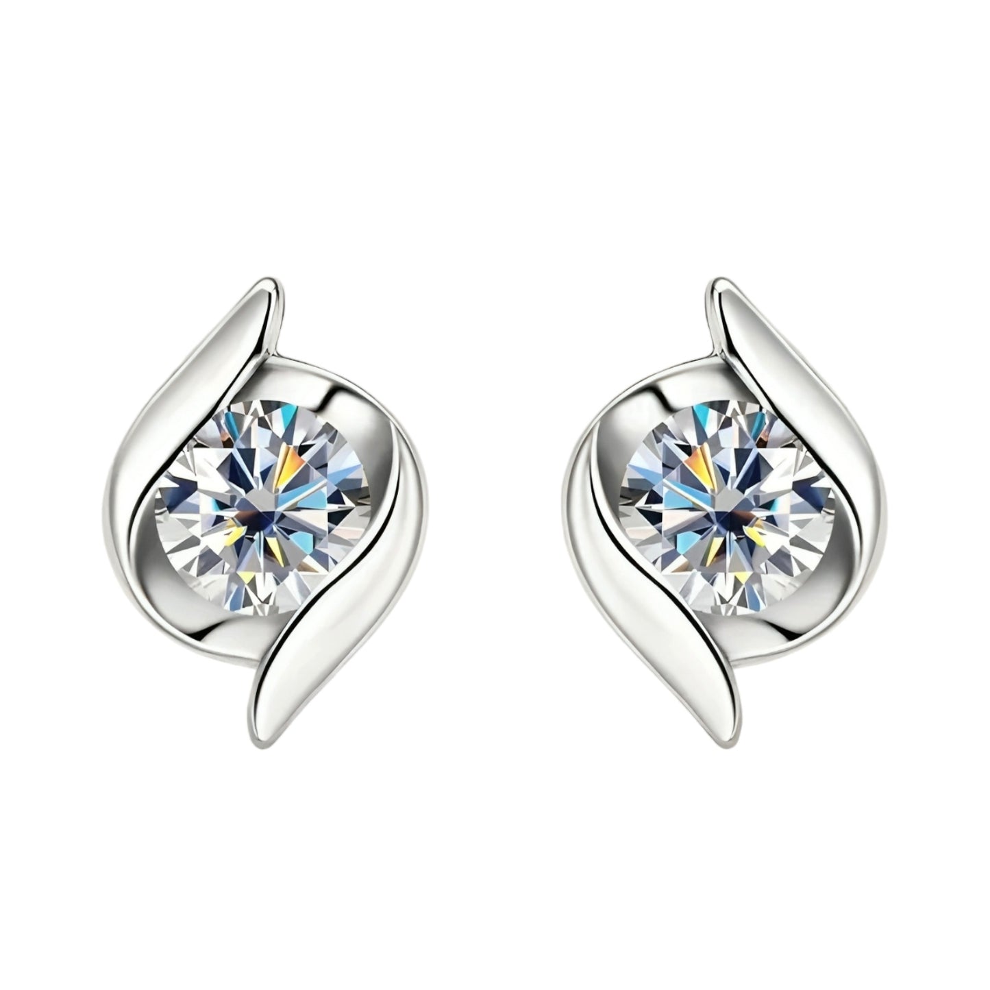 Twist Earrings with 5mm moissanite stones