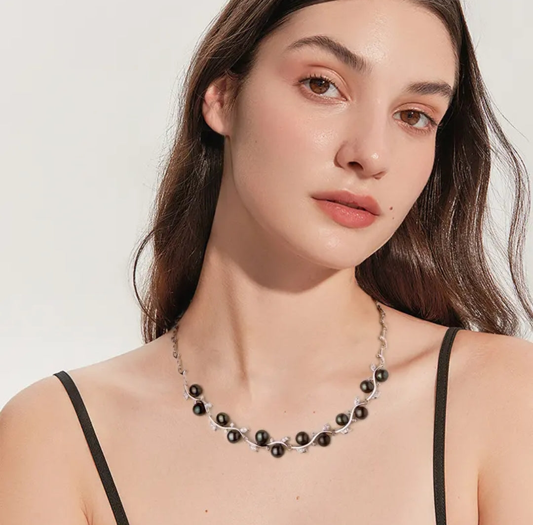 6mm black pearl pendant necklace