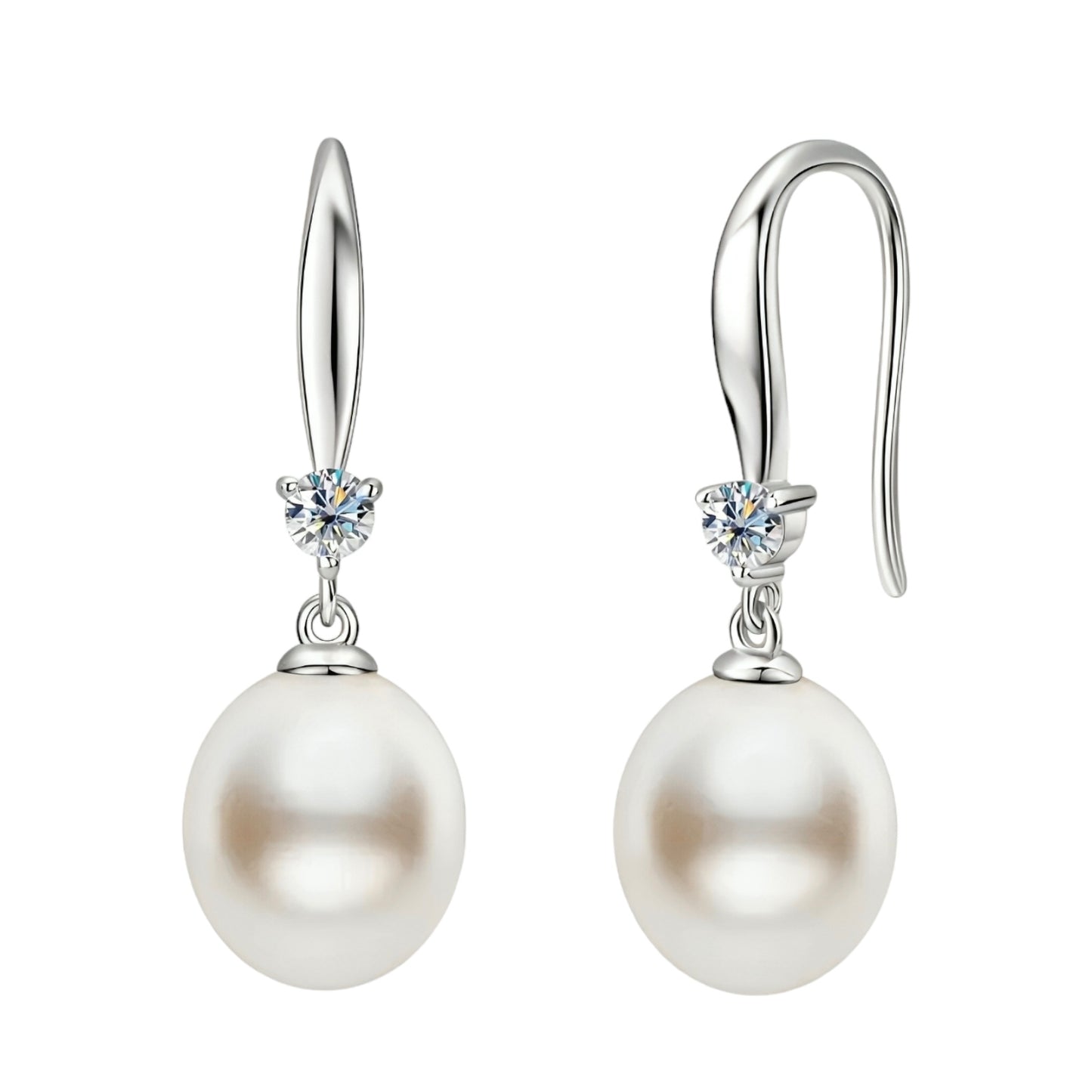 9-10mm round pearl hook earrings