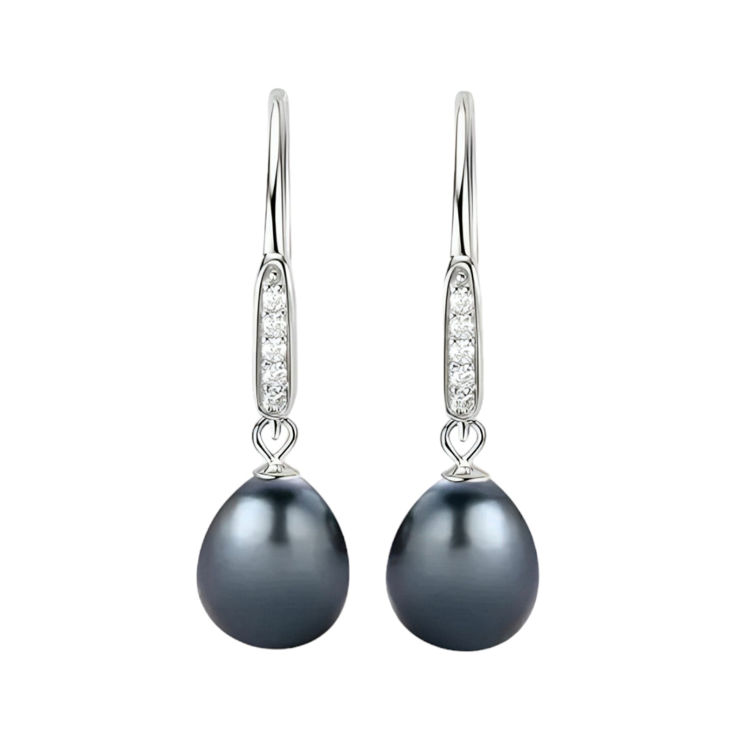 Tahitian black pearl hook earrings
