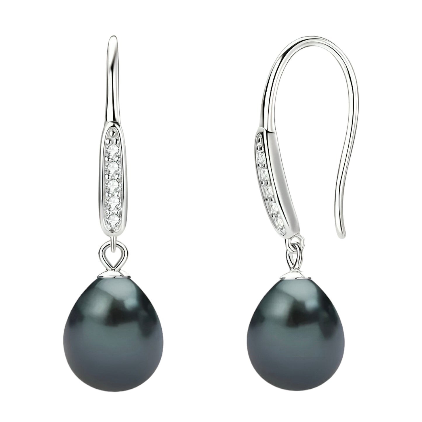 Tahitian black pearl hook earrings