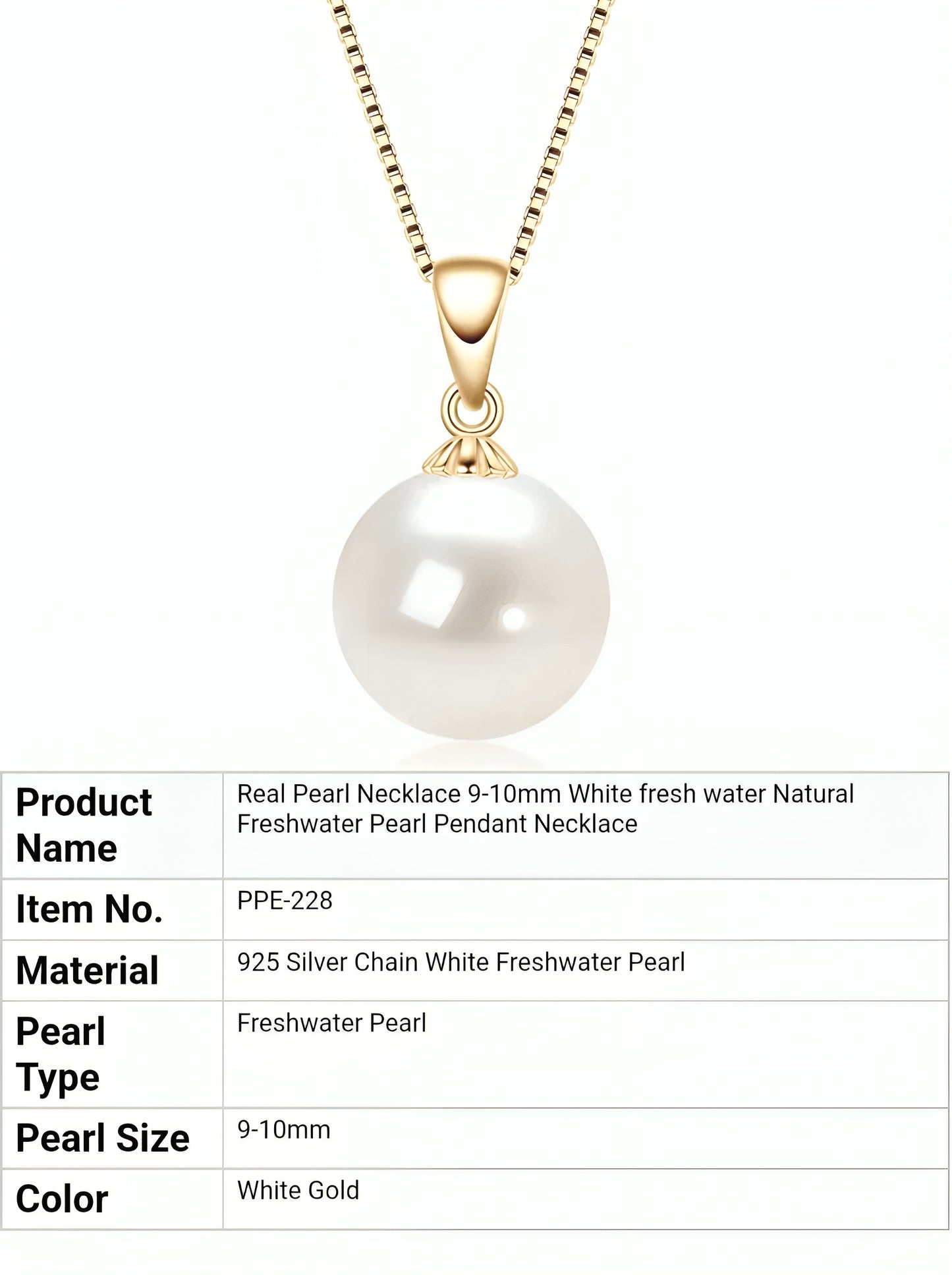 9-10mm white pearl pendant necklace