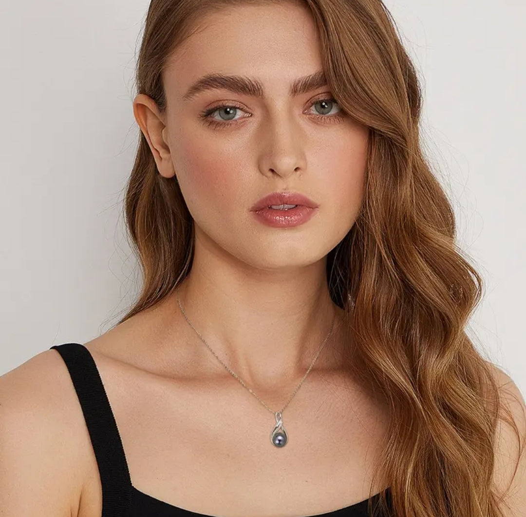 10mm twisted round pearl pendant necklace