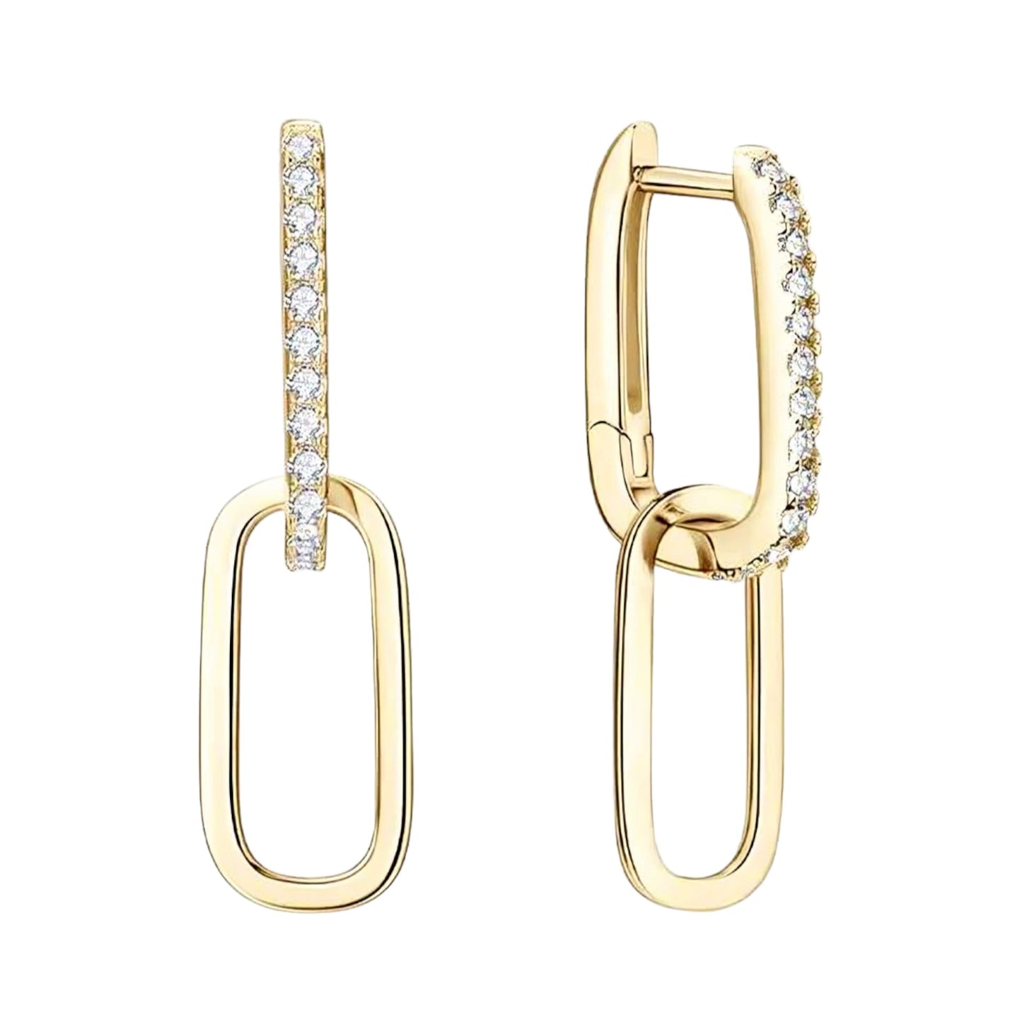 Paperlink clip moissanite earrings