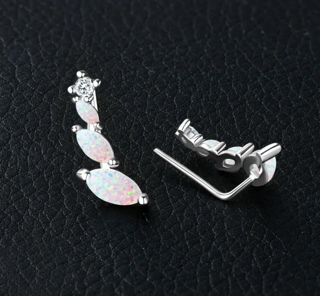 Stud climber Synthetic Opal earrings