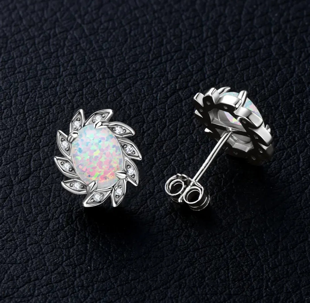 6*8mm flower shape Synthetic Opal earrings