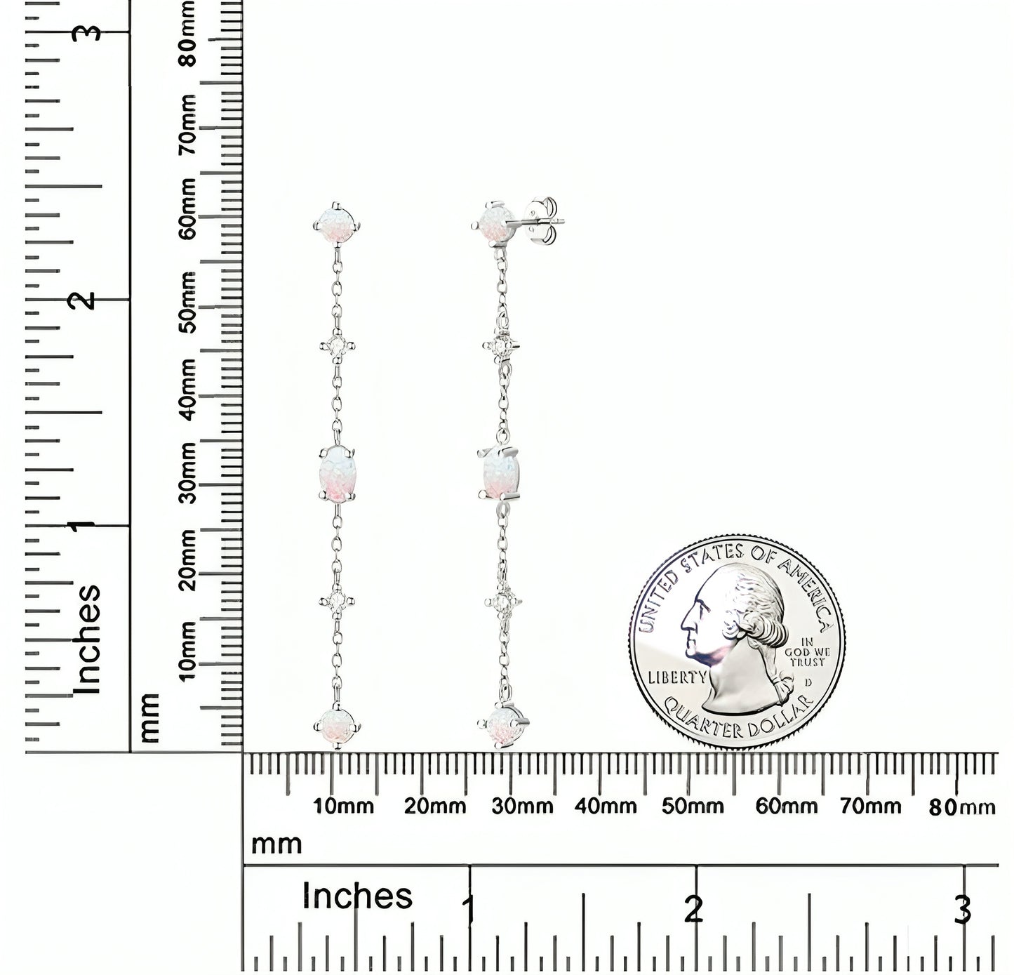 Long chain Synthetic Opal earrings