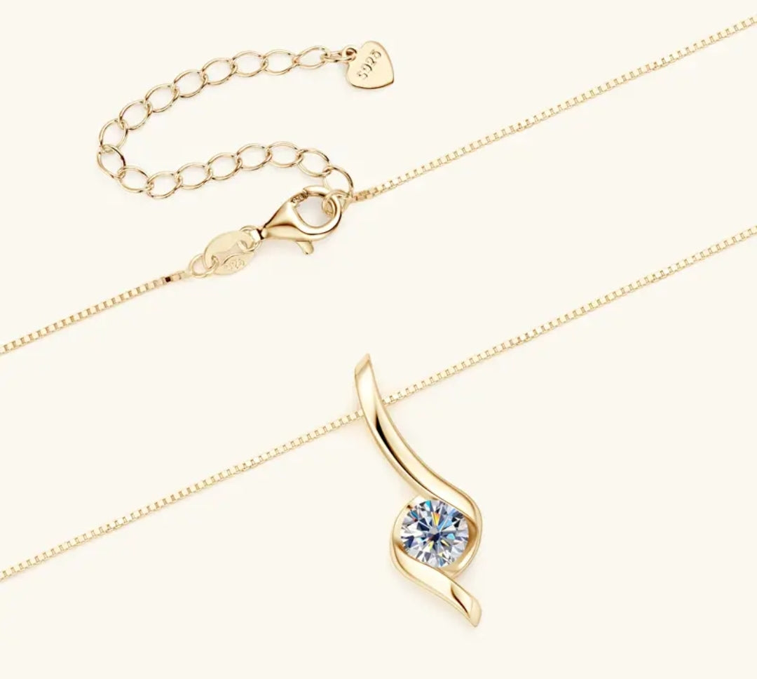 1ct twist Moissanite pendant necklace
