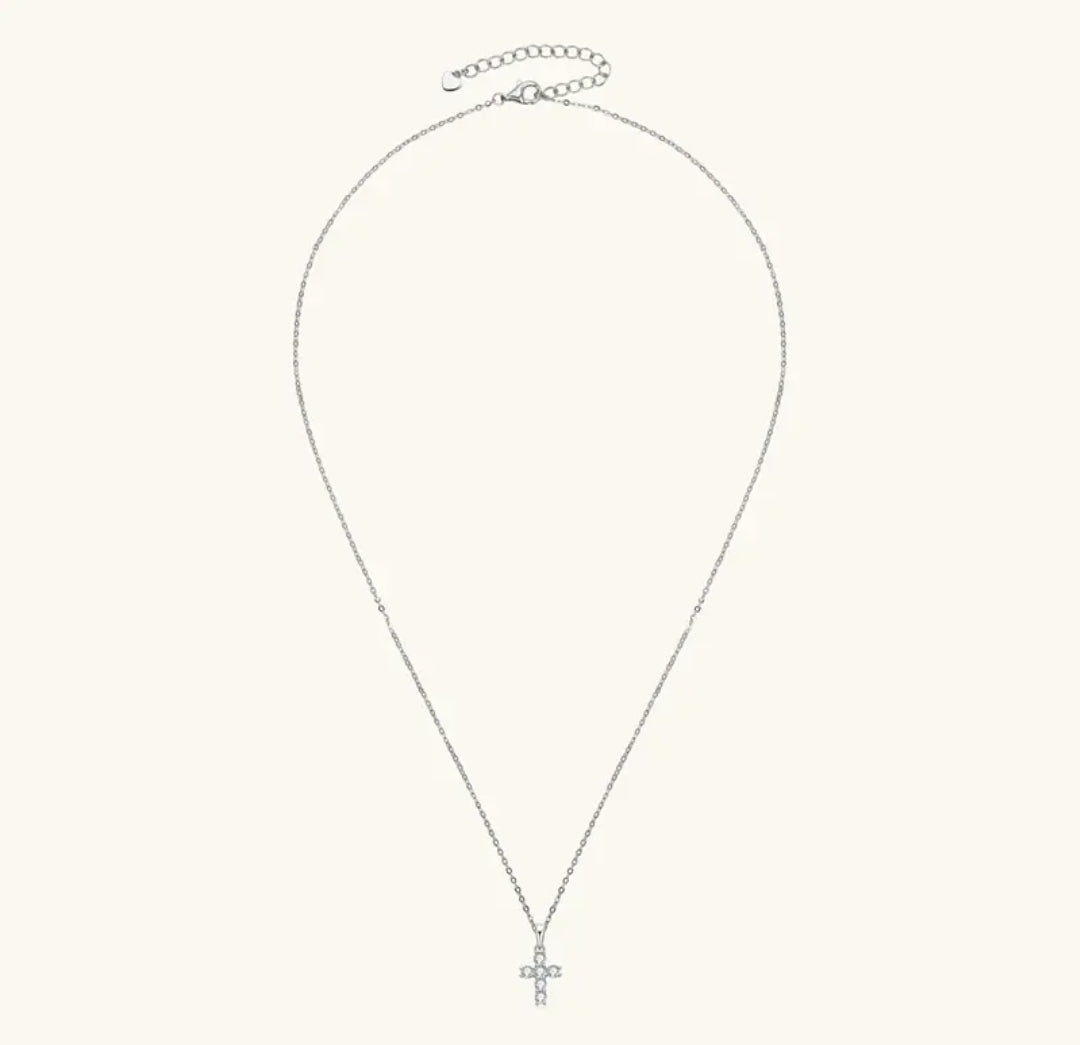 3mm*6pcs cross Moissanite pendant necklace