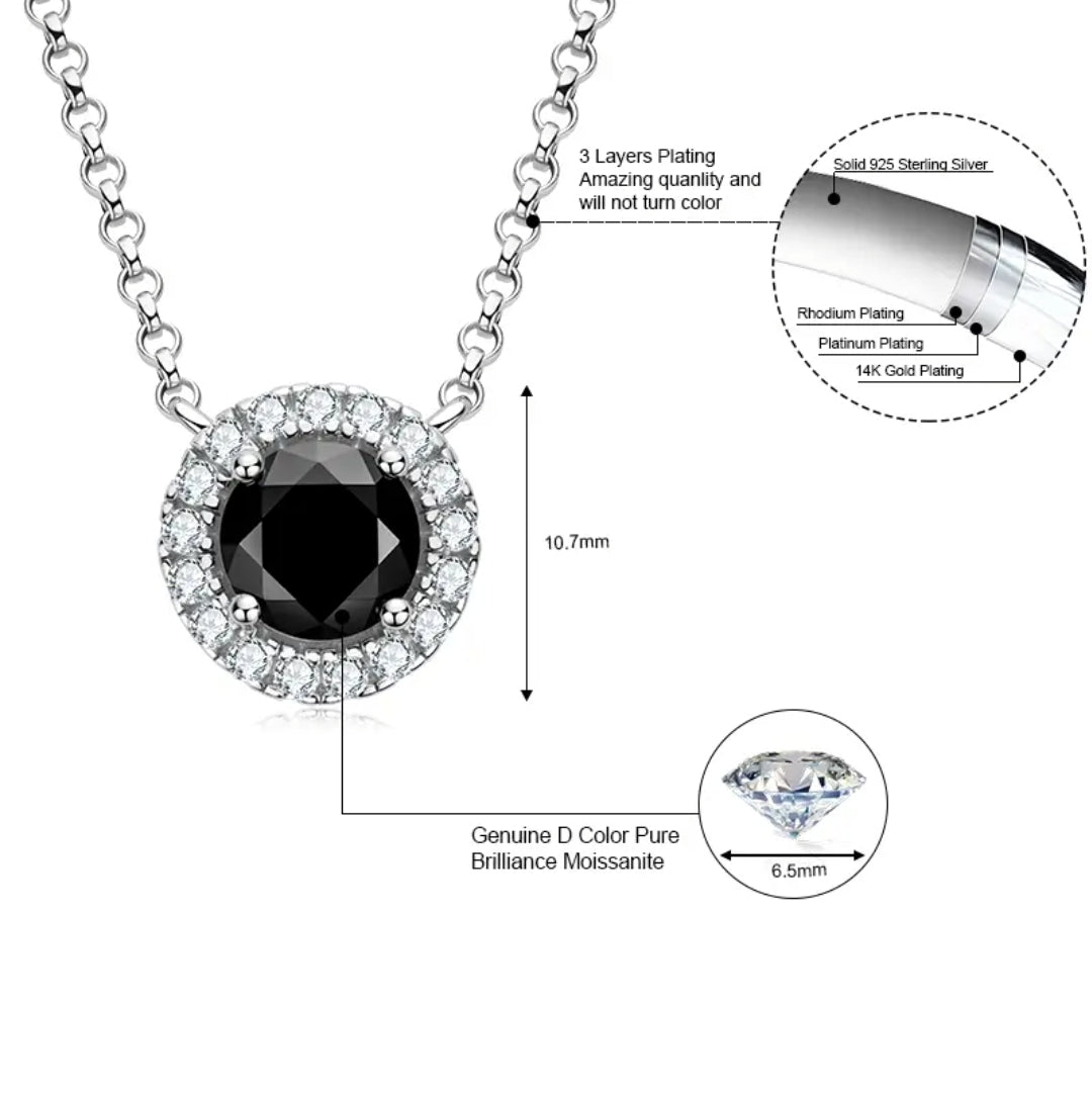 1ct black Moissanite pendant necklace
