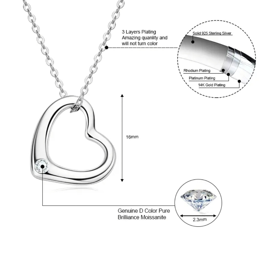 Heart shape Moissanite pendant necklace