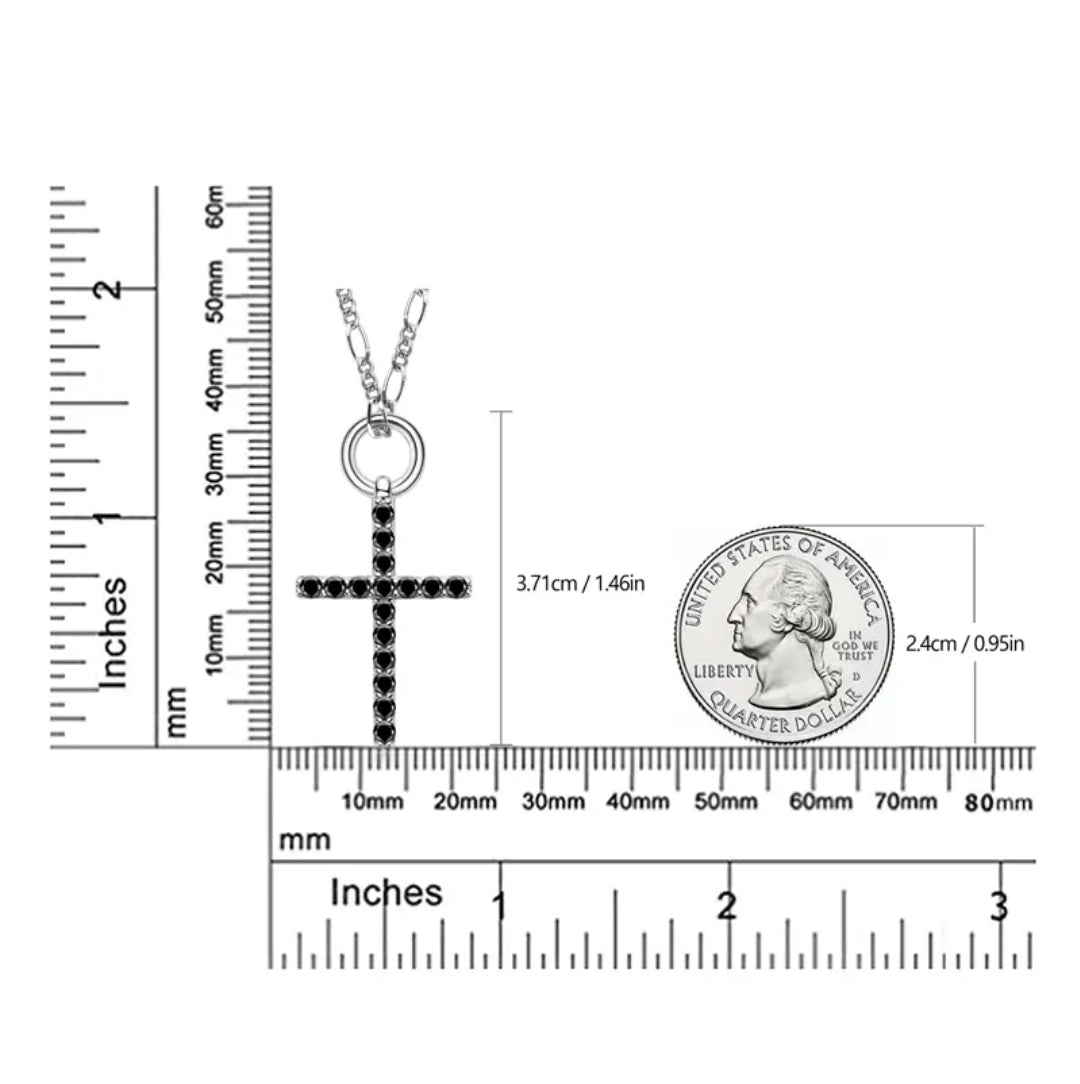Black Moissanite cross pendant necklace
