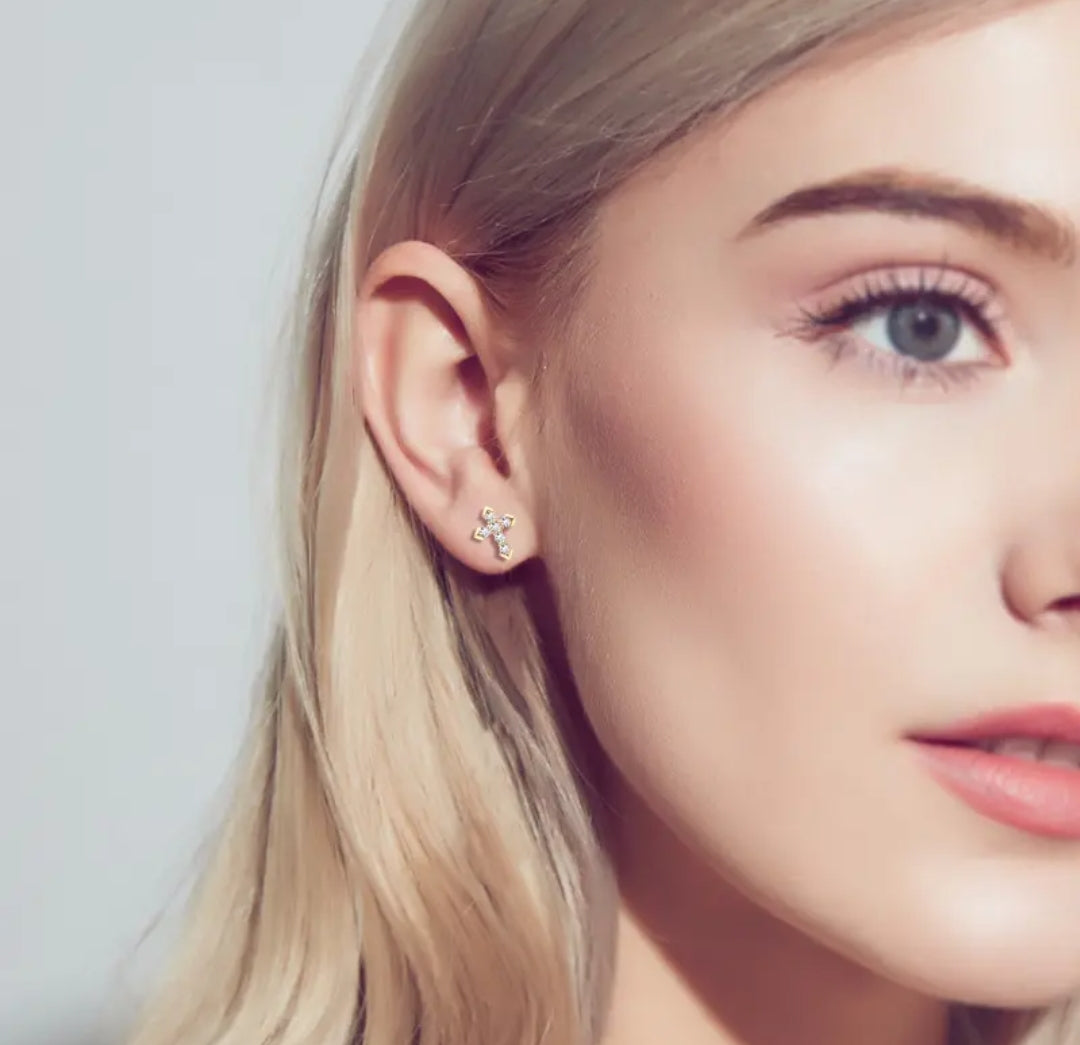 Cross unique moissanite earrings