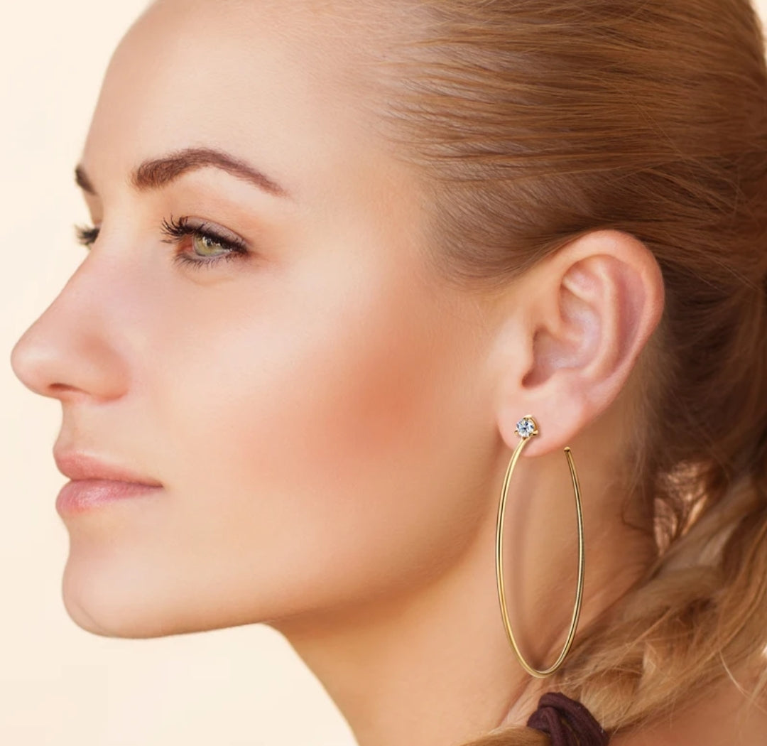 C shape hoop moissanite earrings