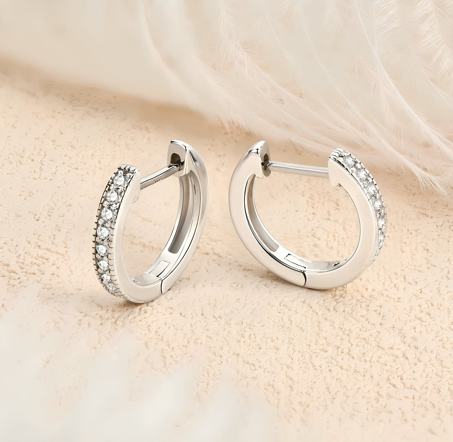 Single row hoop moissanite earrings