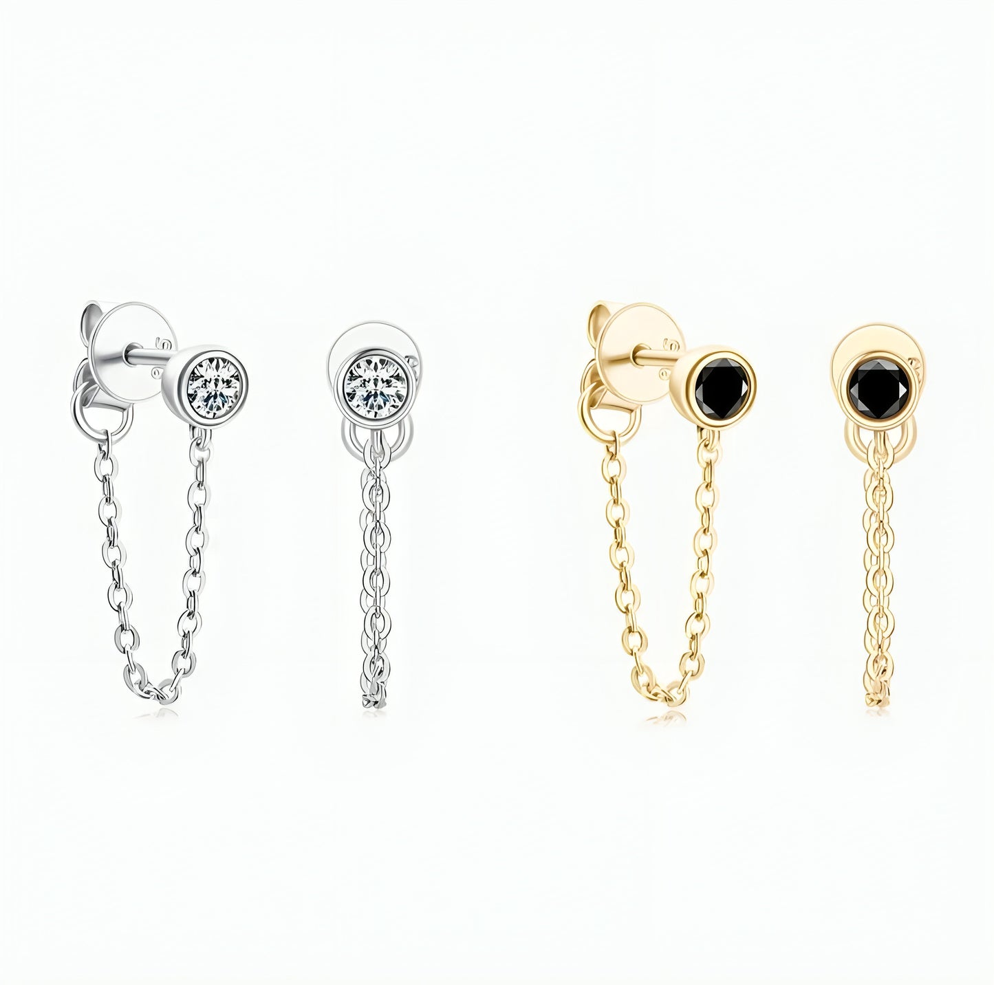 Link chain drop moissanite earrings
