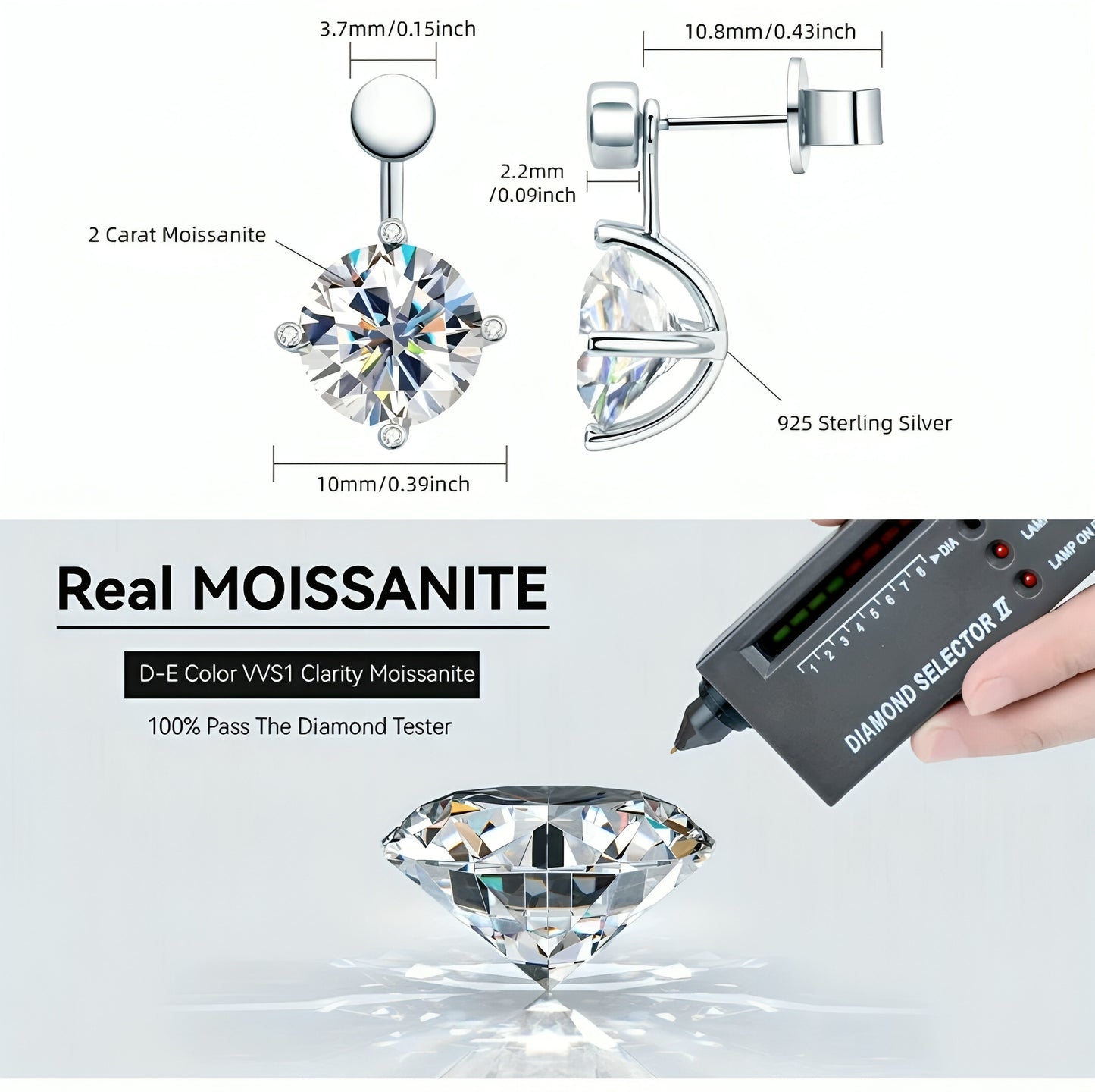 2ct moissanite earrings
