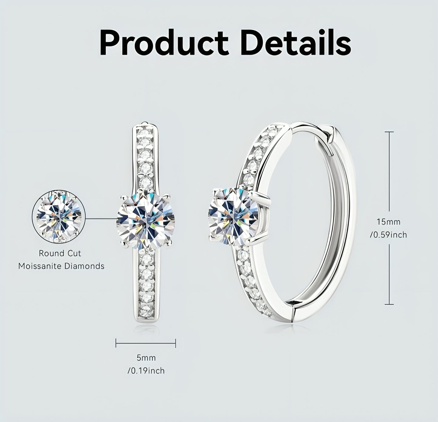 5mm unique moissanite earrings