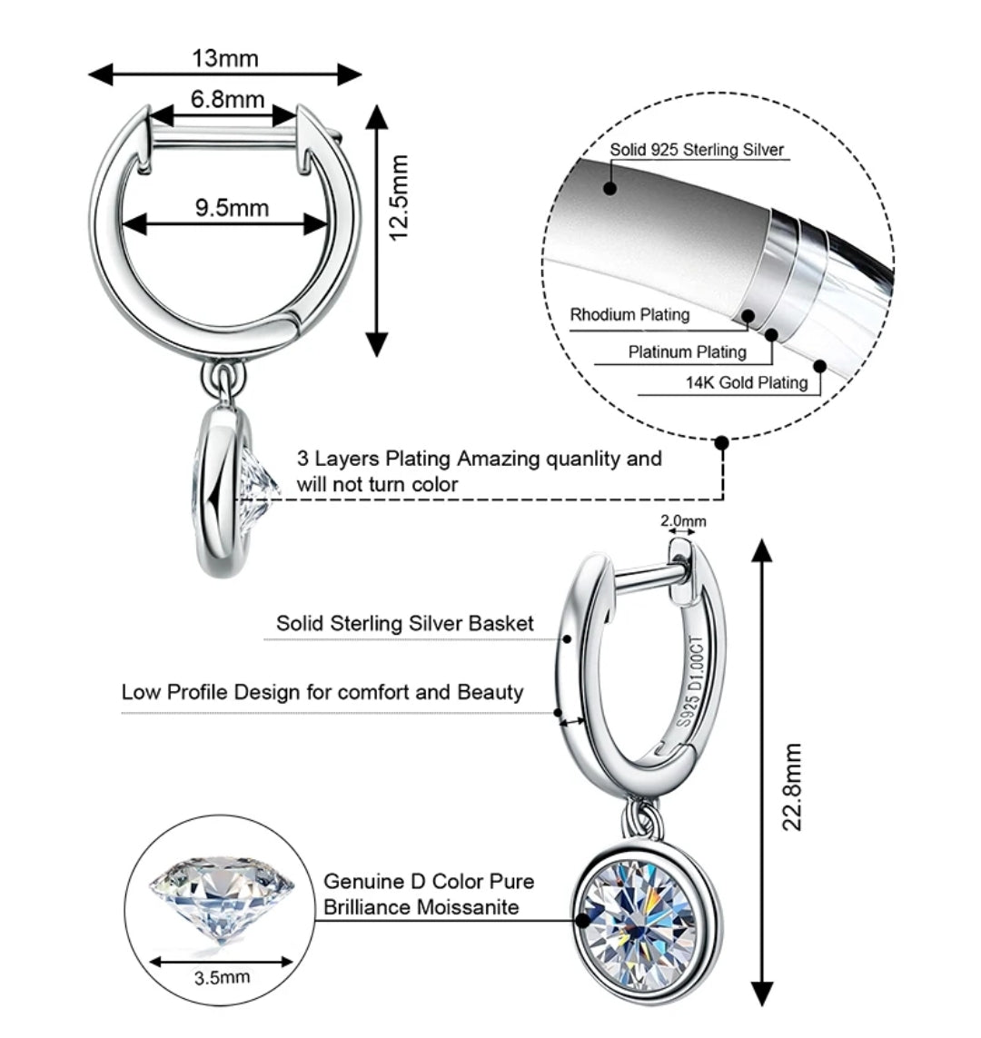 Drop dangle moissanite earrings for women