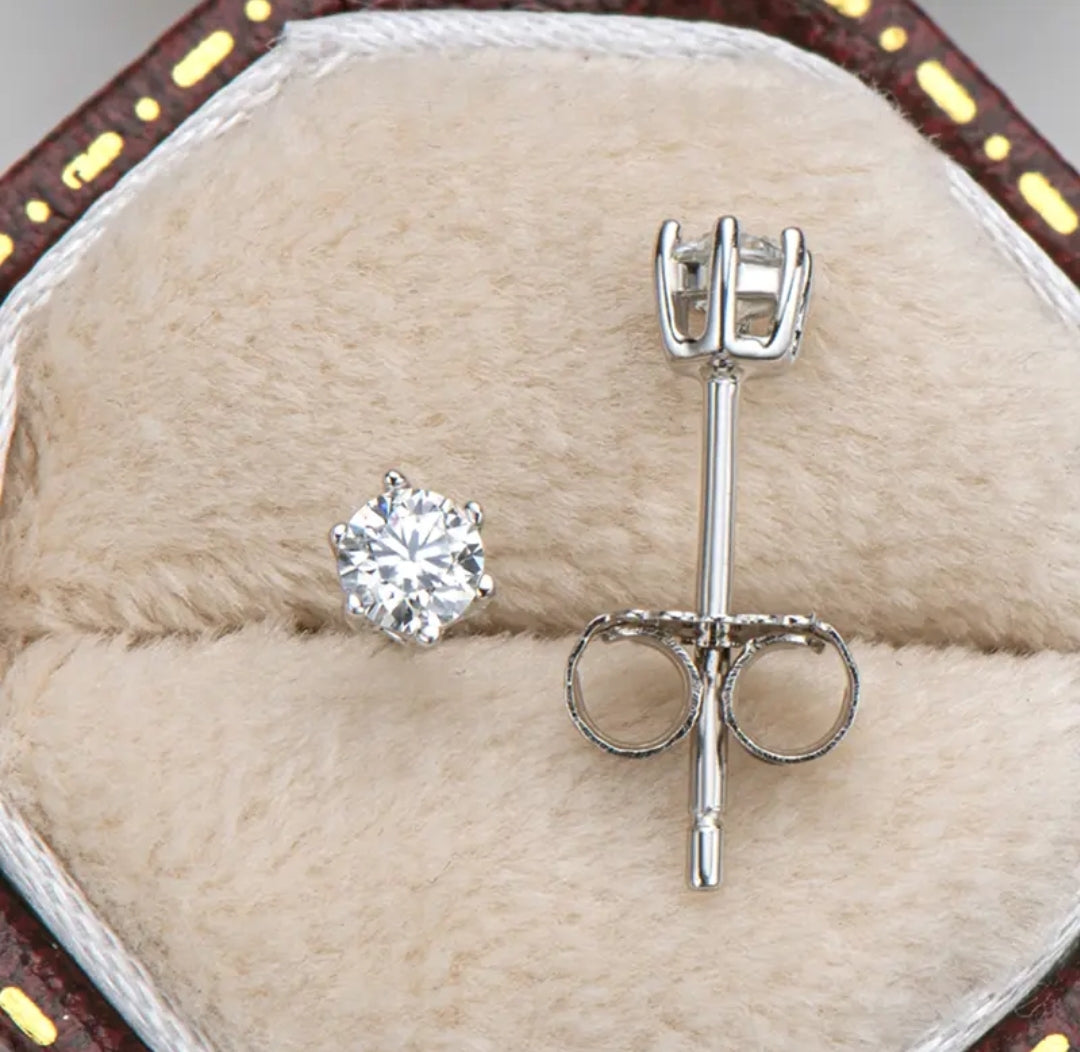 3mm moissanite Silver earrings for women