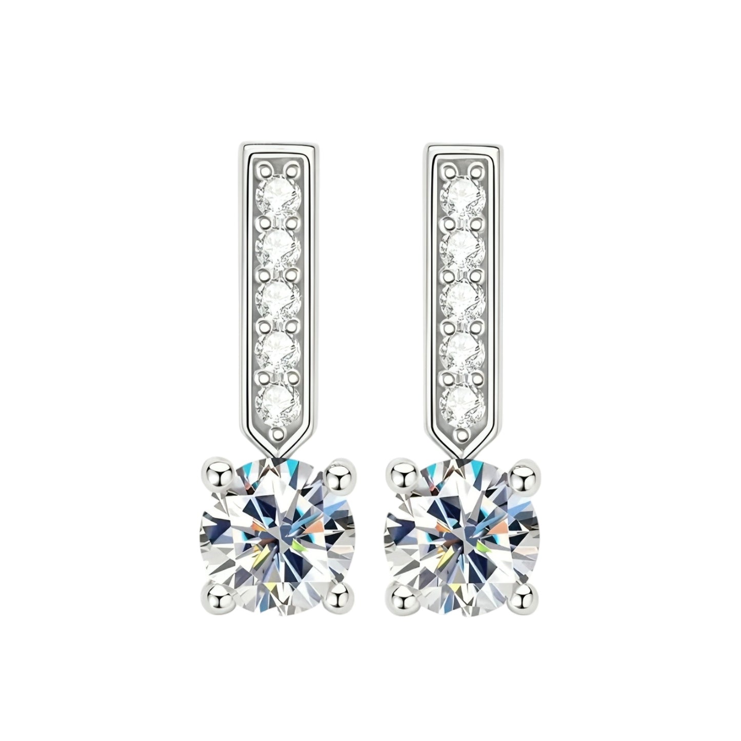 Long stud moissanite earrings