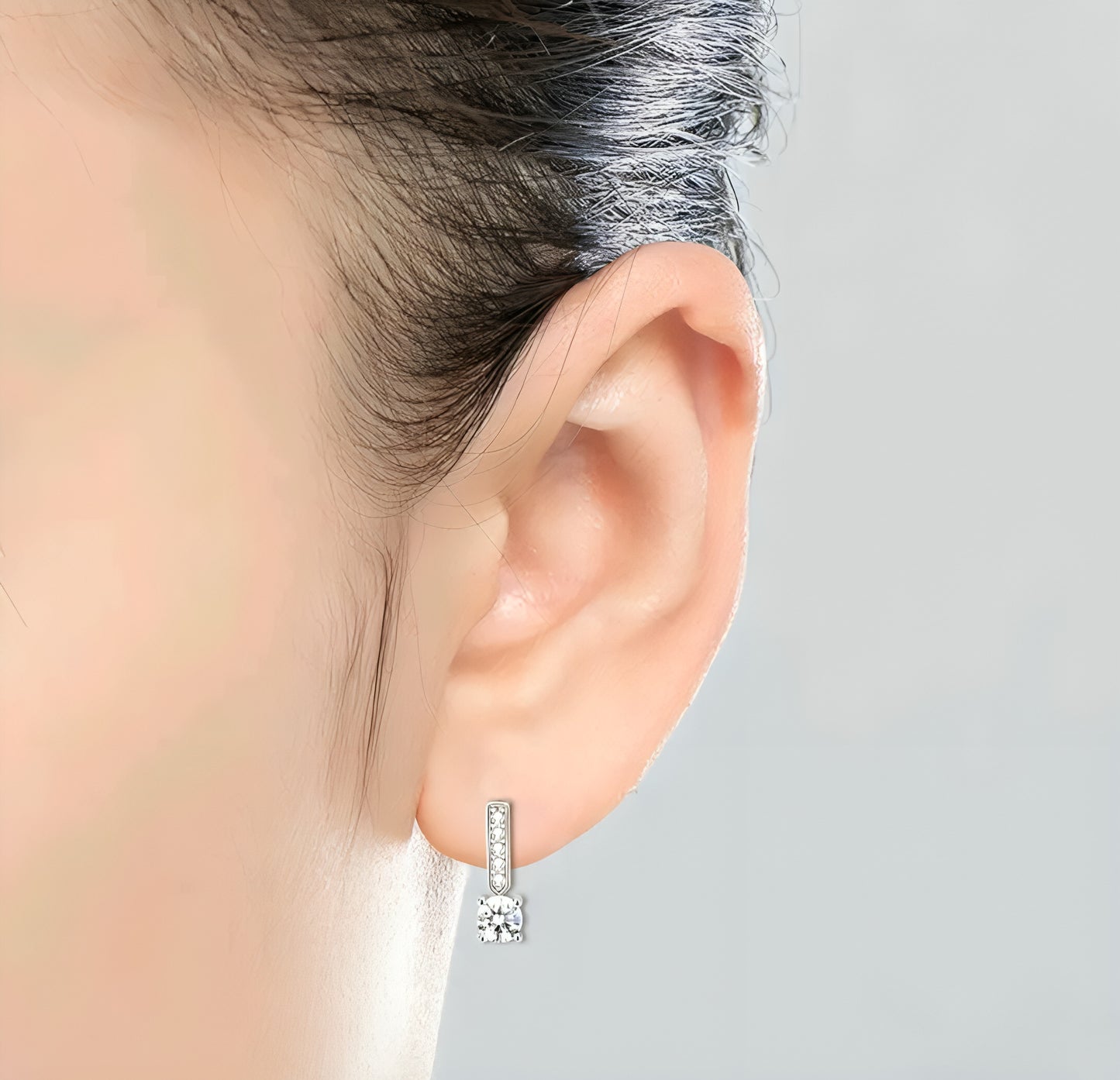 Long stud moissanite earrings