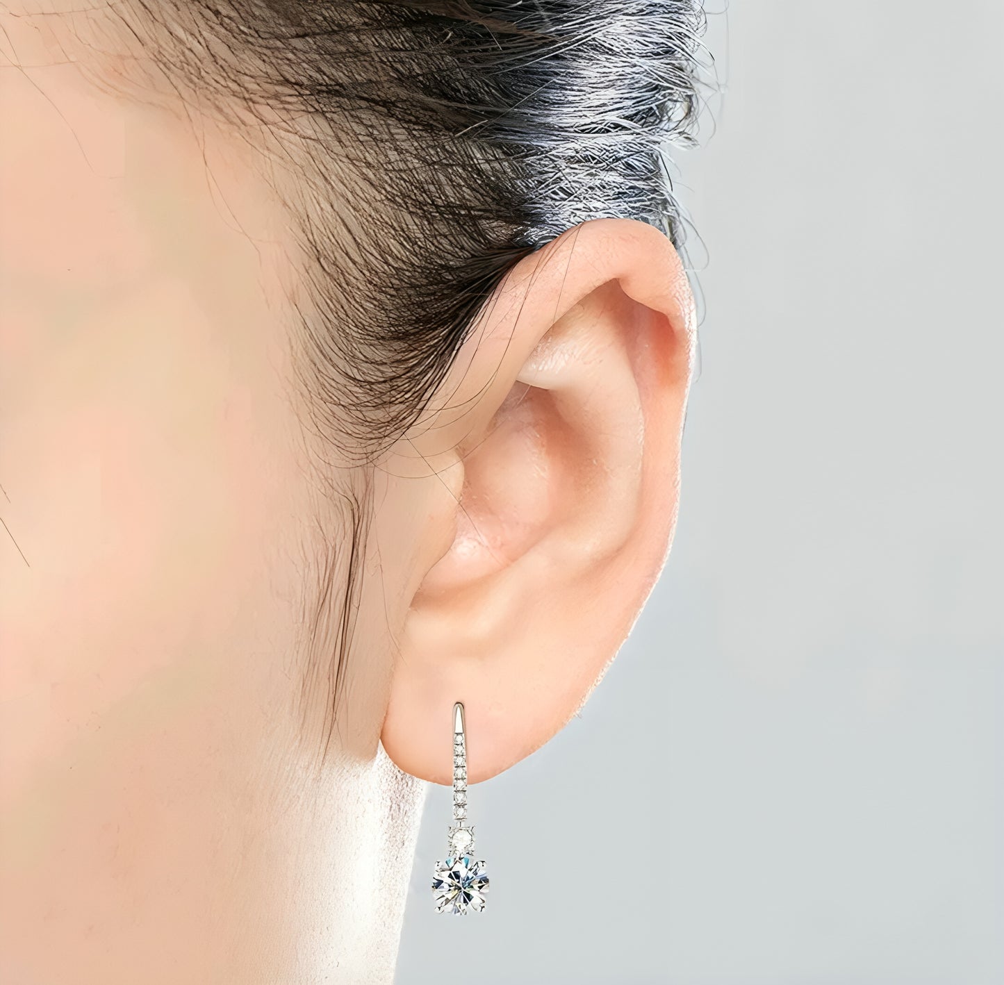 Drop hook moissanite earrings