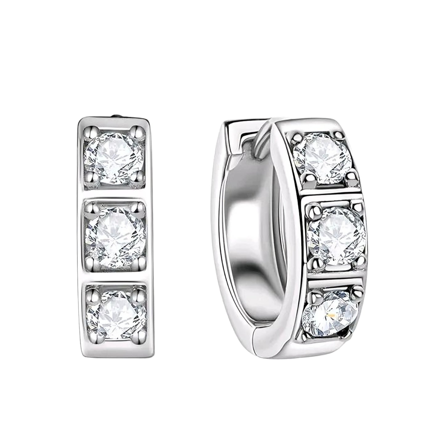 Hoop huggie moissanite earrings